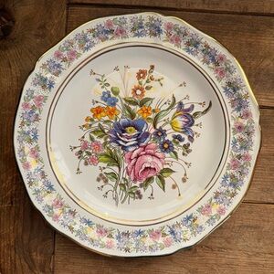 Vintage Greek Hand-Painted Floral Plate 24K Gold G.S. Presenta Handmade Rhodes